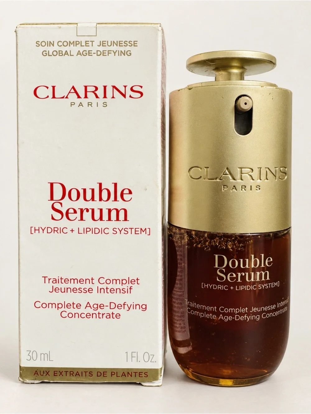 Clarins Double Serum in Gold and Brown Bottle